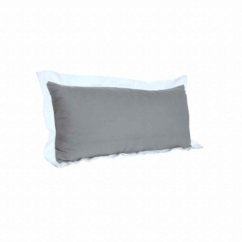 14" X 36" Gray And White 100% Cotton Geometric Zippered Pillow