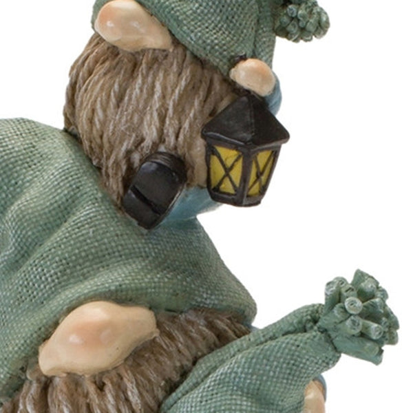 Set of Two 11" Blue and Green Polyresin Other Fantasy Sci-Fi Sitting Gnome Tabletop Sculpture Default Title