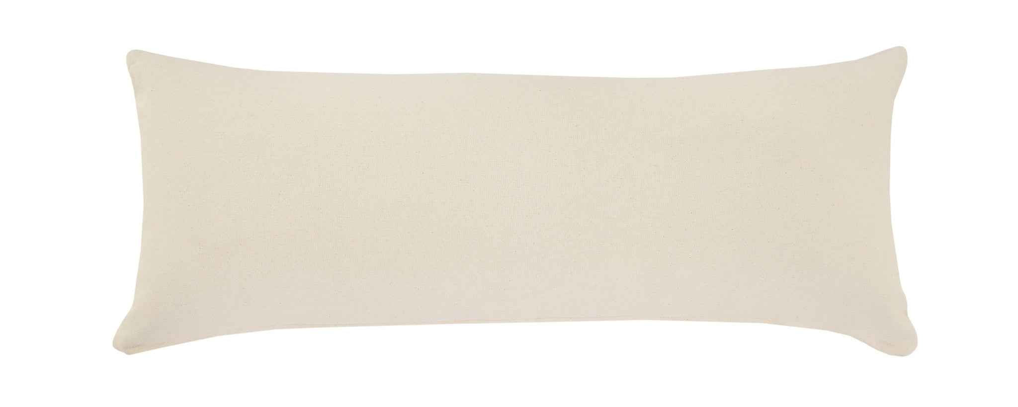 14" X 36" Orange And Off-White 100% Cotton Striped Zippered Pillow