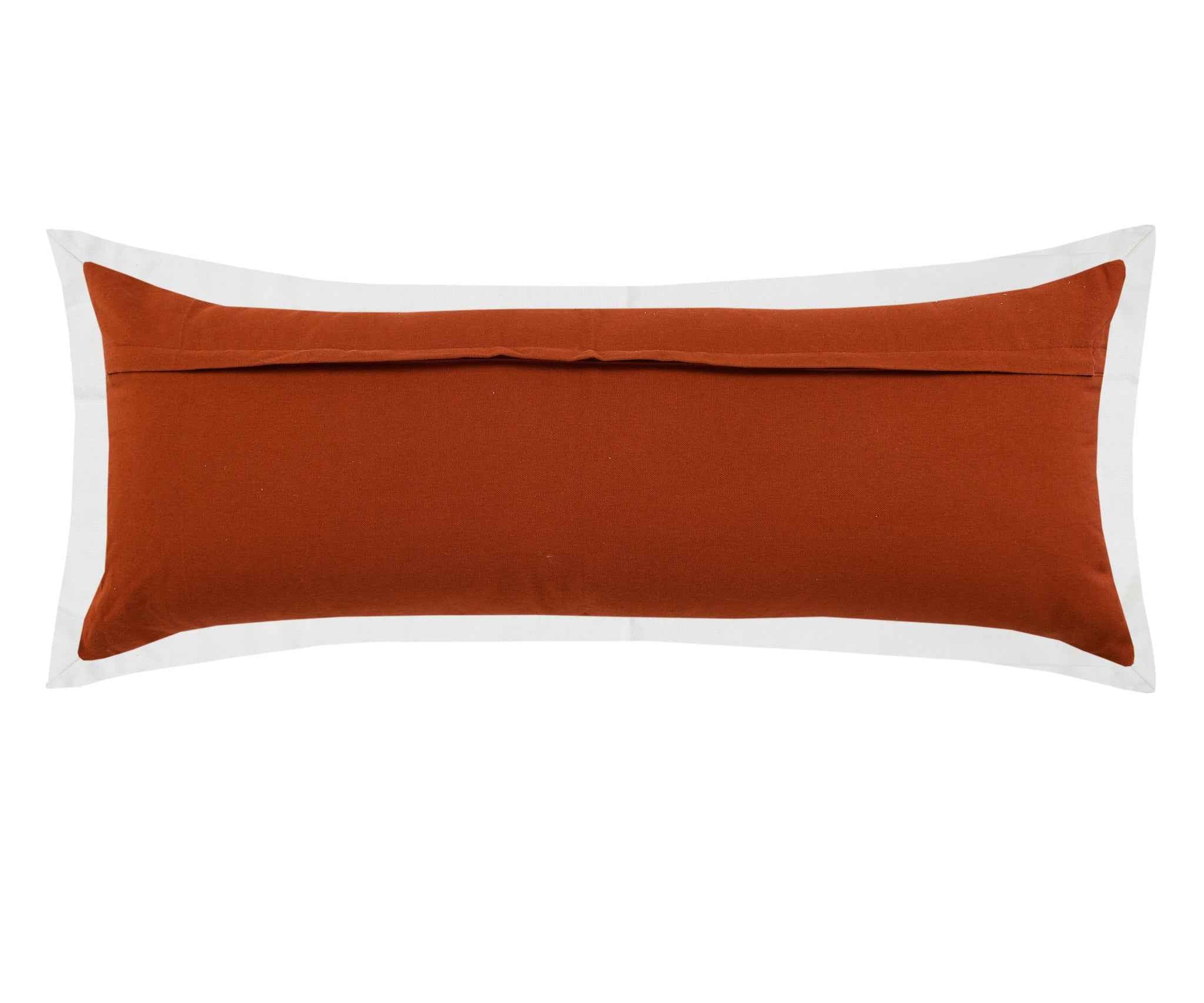 14" X 36" Red And White 100% Cotton Geometric Zippered Pillow