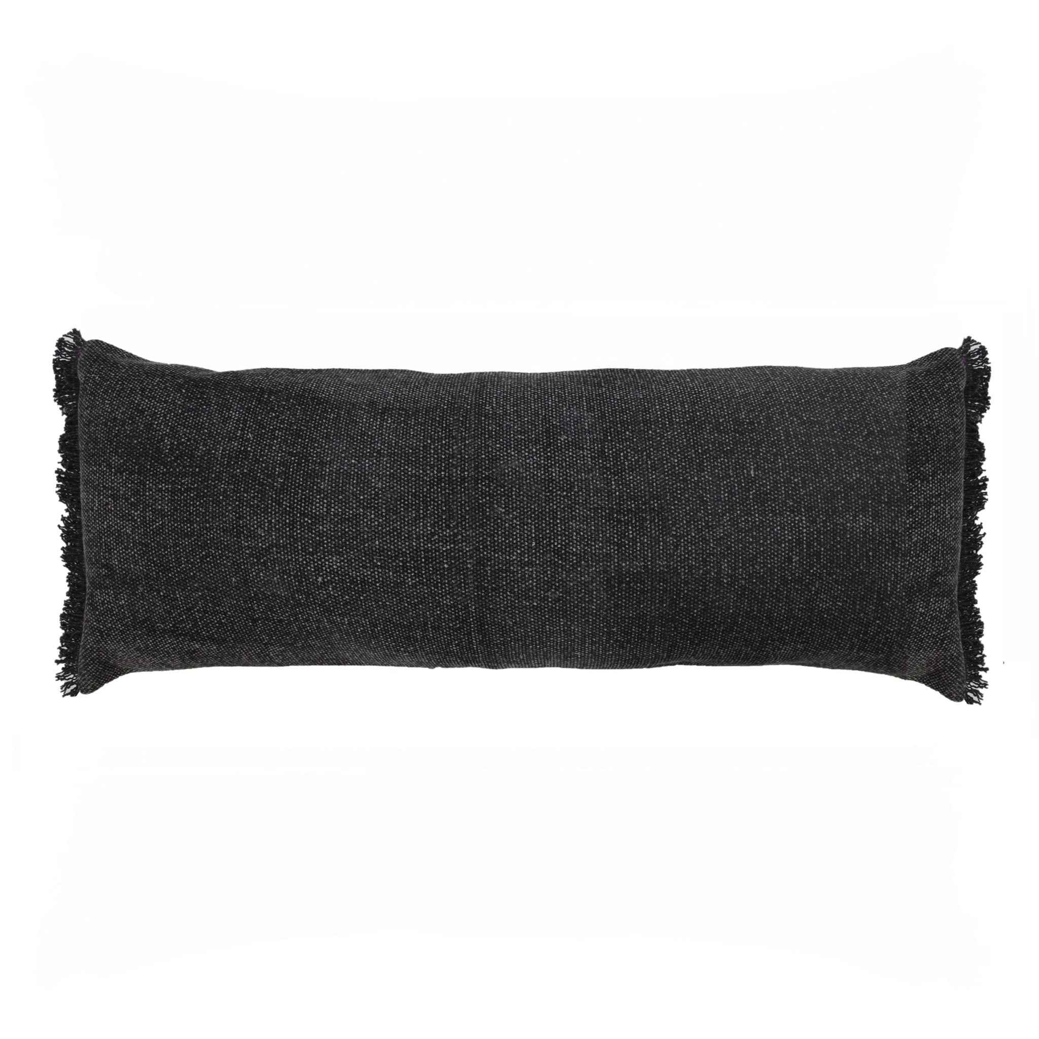 14" X 36" Jet Black 100% Cotton Zippered Pillow