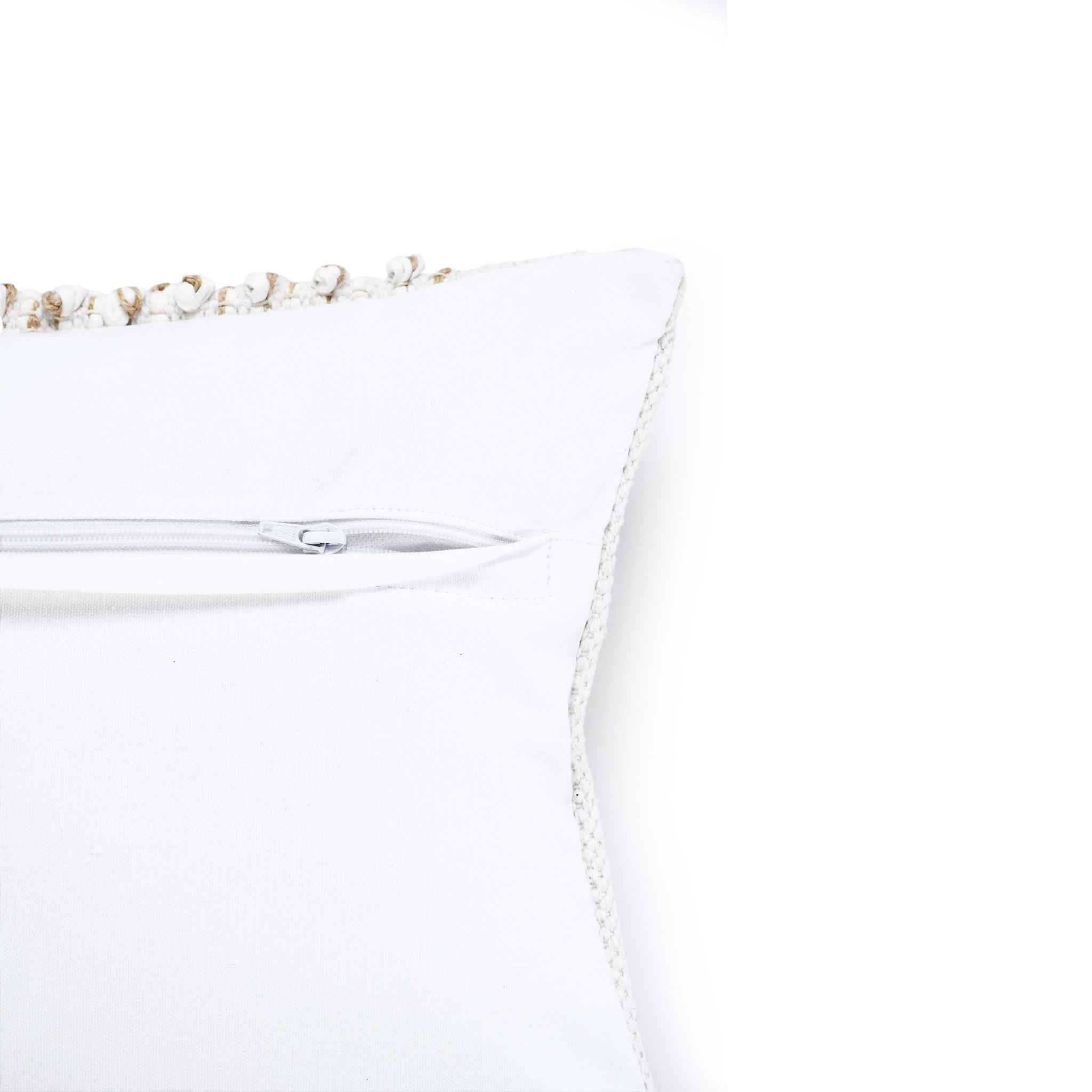 14" X 36" White And Tan 100% Cotton Abstract Zippered Pillow