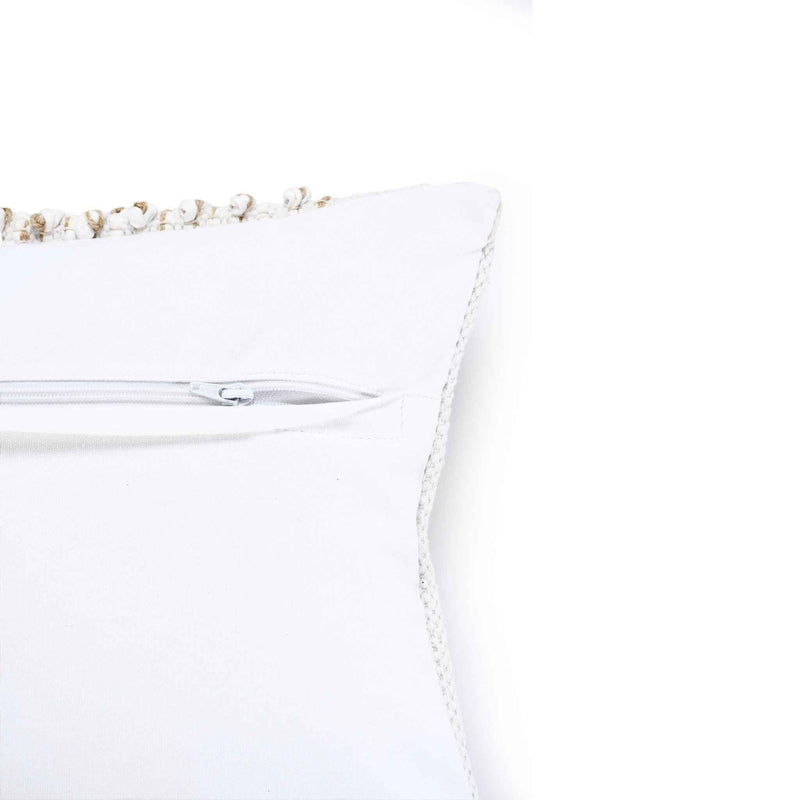 14" X 36" White And Tan 100% Cotton Abstract Zippered Pillow