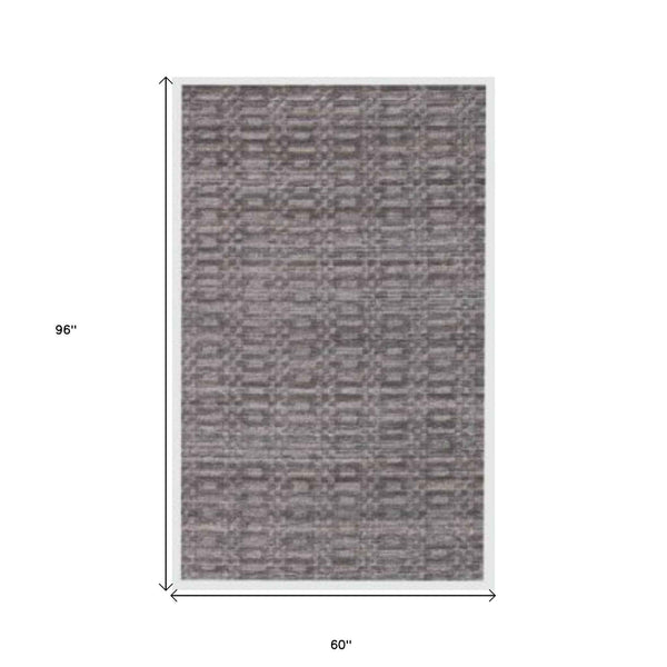 5' X 8' Charcoal And Rust Hand Loomed Area Rug