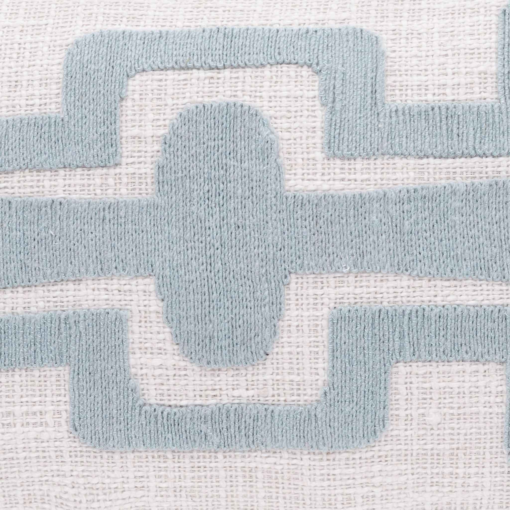 16" X 24" Light Blue And Ivory 100% Cotton Geometric Zippered Pillow
