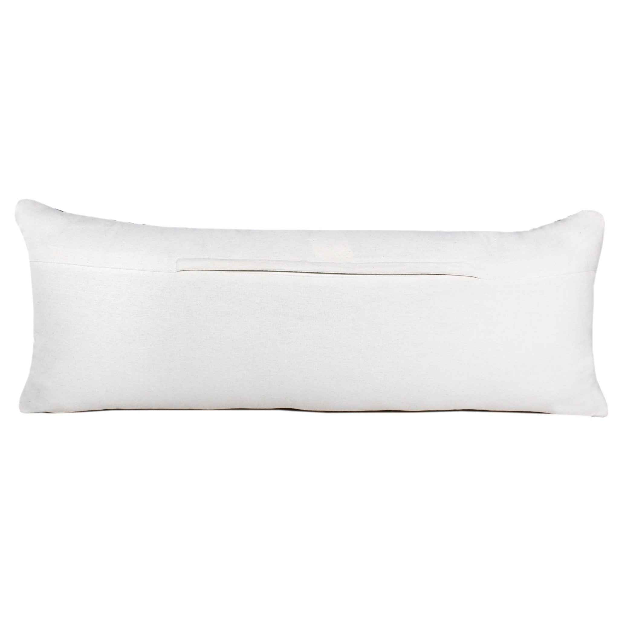 14" X 36" Black And White 100% Cotton Geometric Zippered Pillow