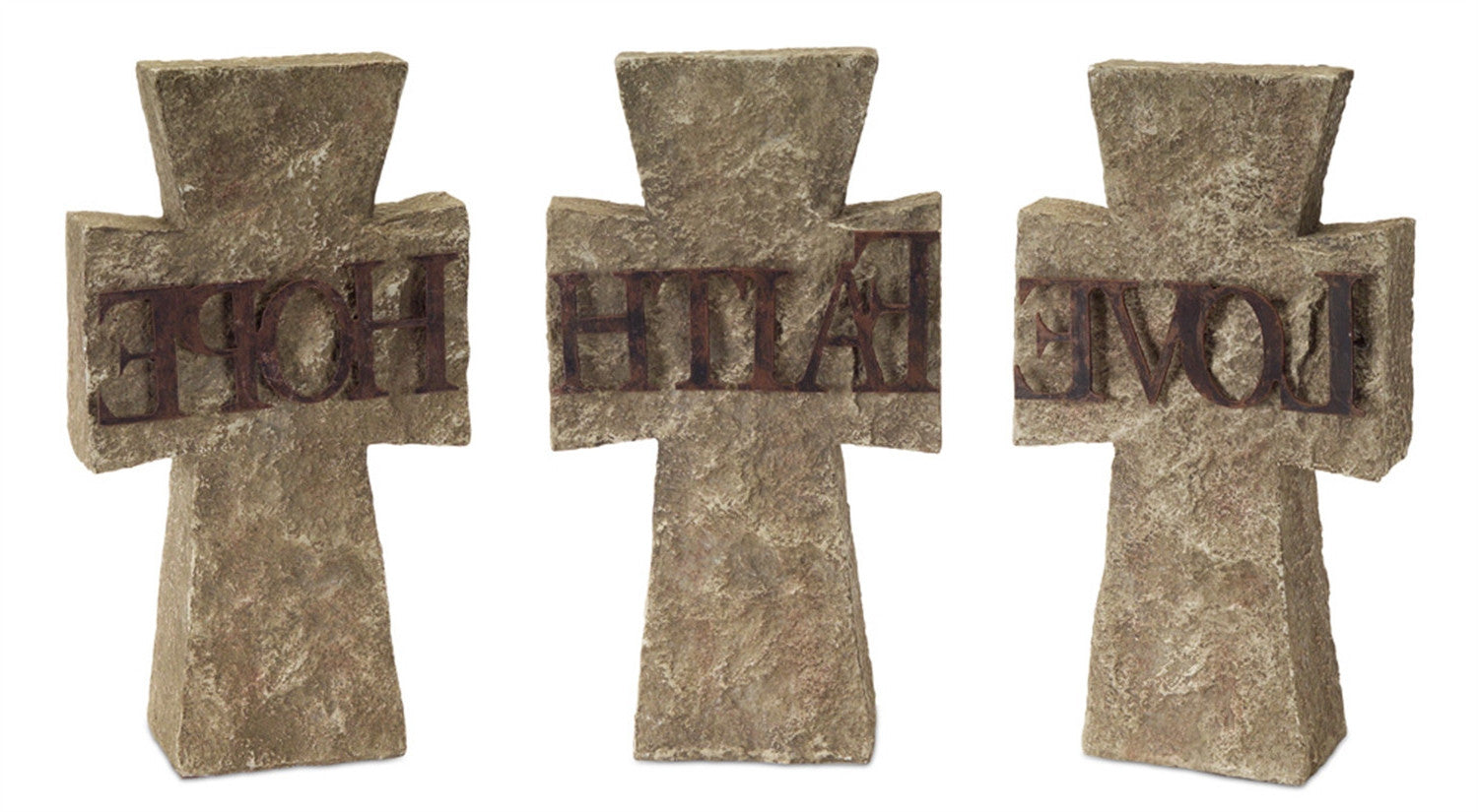 Set Of Three 11" Gray Resin Cross Figurine Default Title