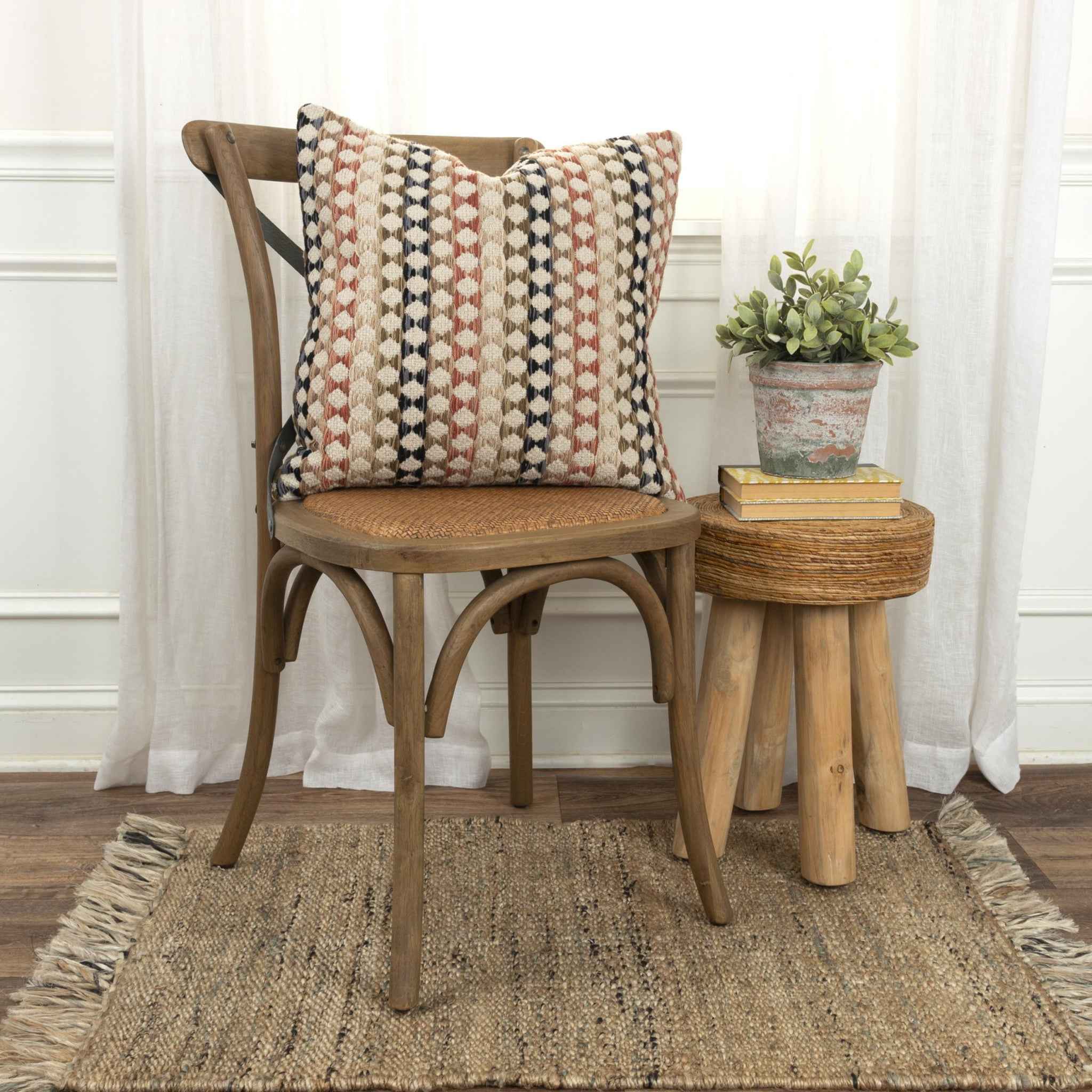 20" Blue and Green Cotton Pillow