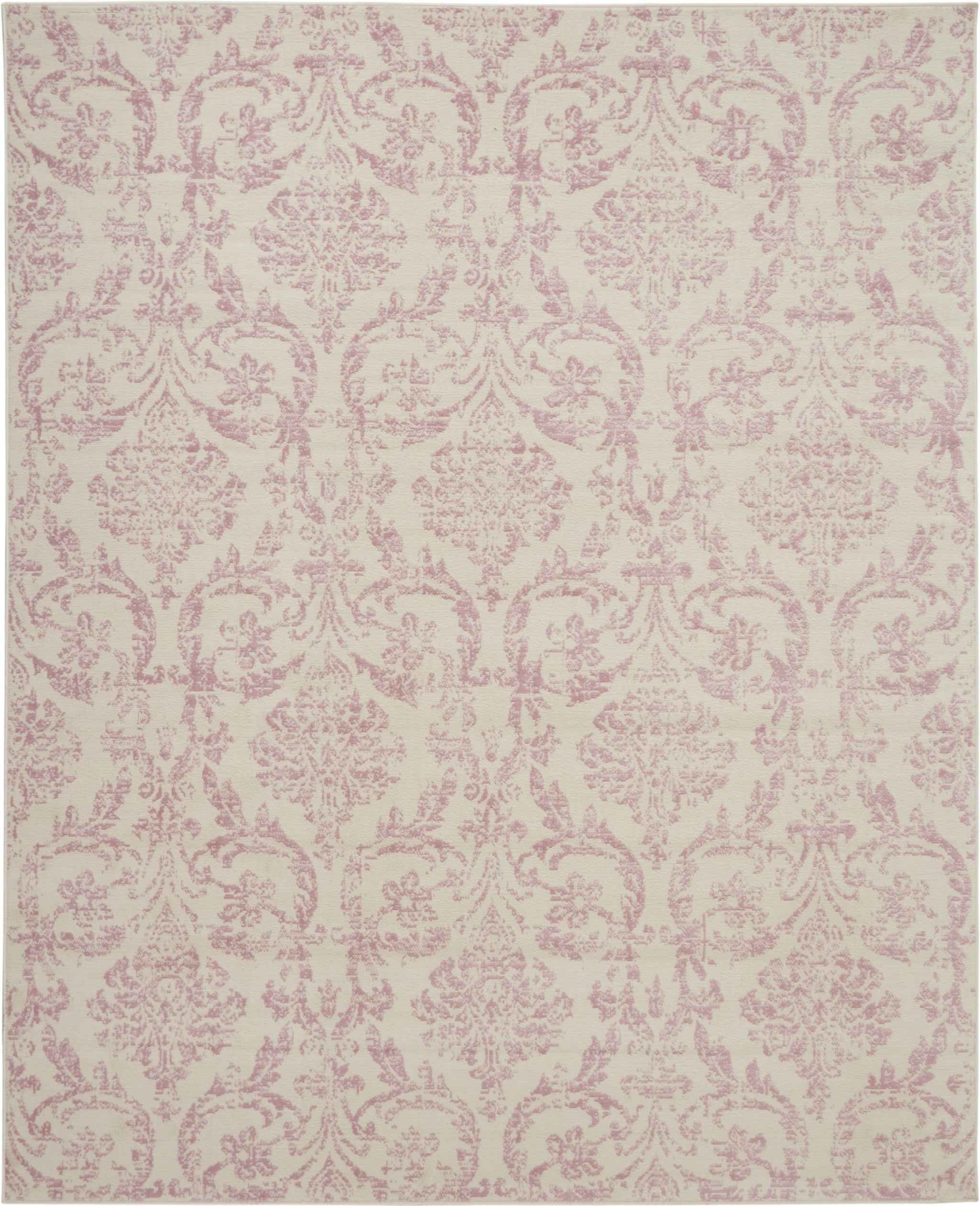 8' X 10' Cream Damask Power Loom Area Rug