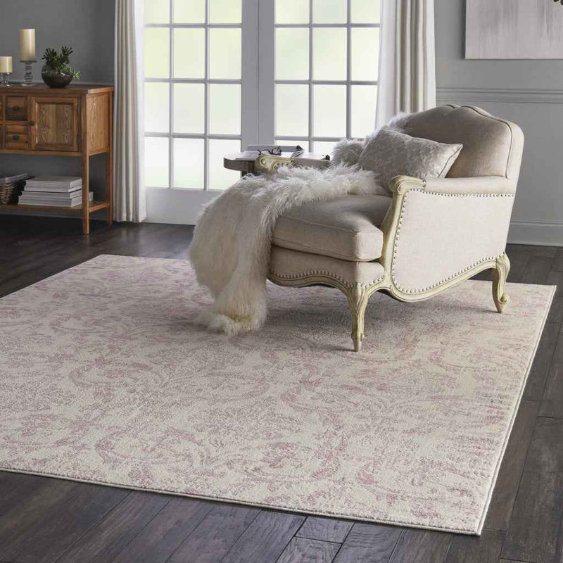 8' X 10' Cream Damask Power Loom Area Rug