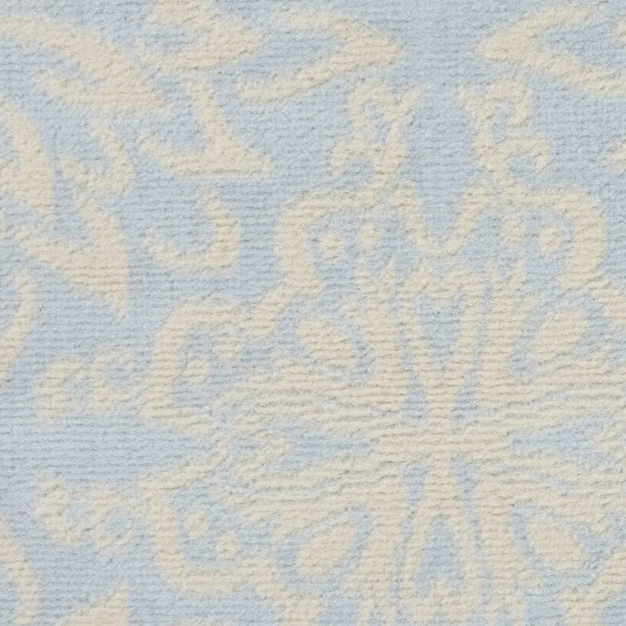 5' Light Blue Round Floral Power Loom Area Rug