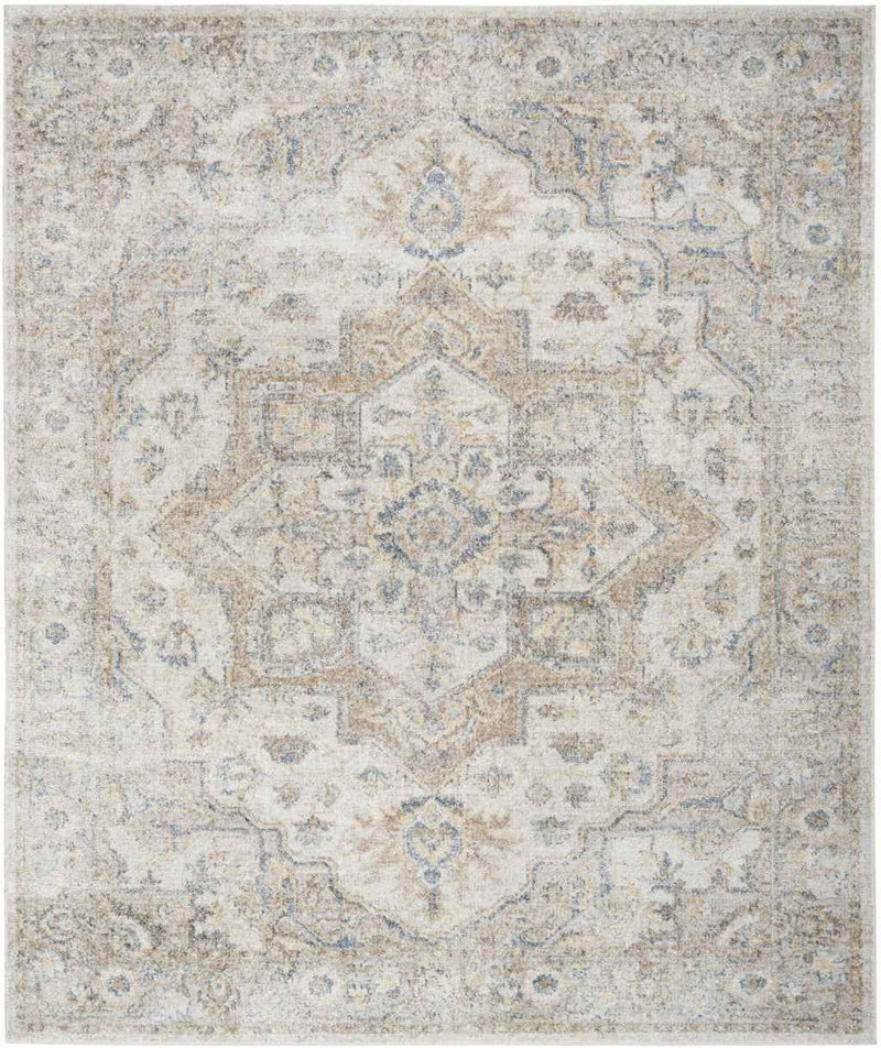 9' x 12' Gray Oriental Power Loom Area Rug