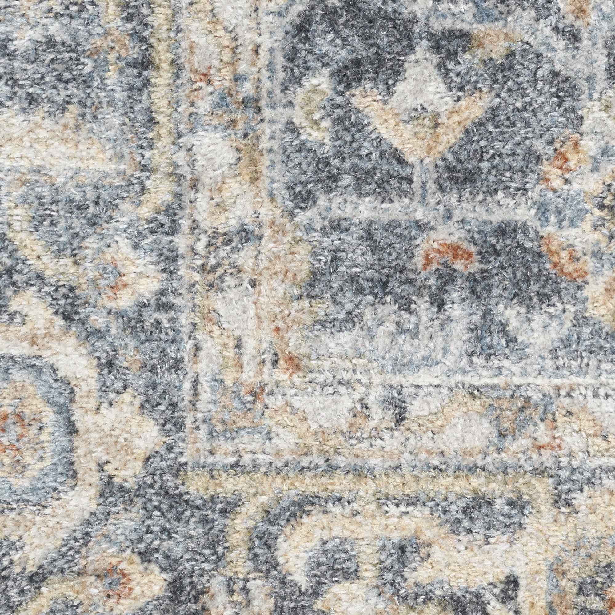 7' X 9' Gray Oriental Power Loom Distressed Washable Area Rug