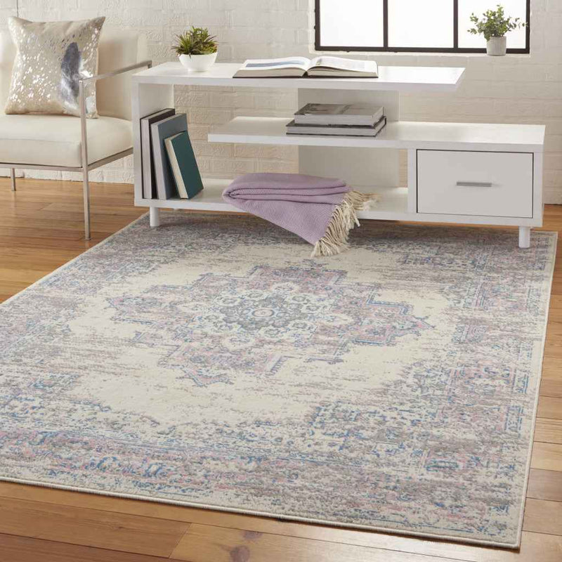 4' X 6' Pink Damask Power Loom Area Rug