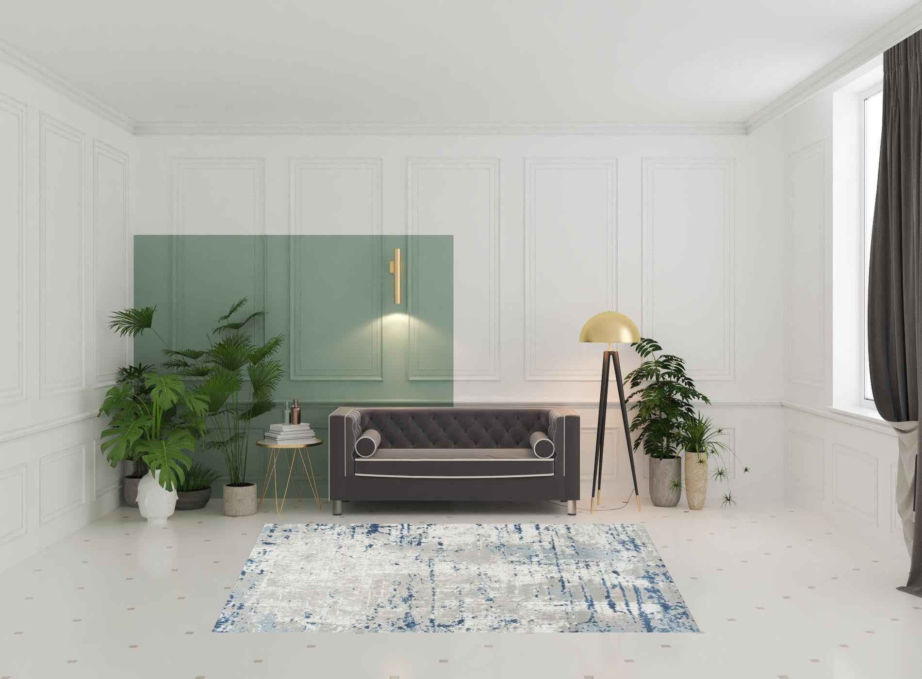 6' x 9' Ivory Abstract Power Loom Area Rug