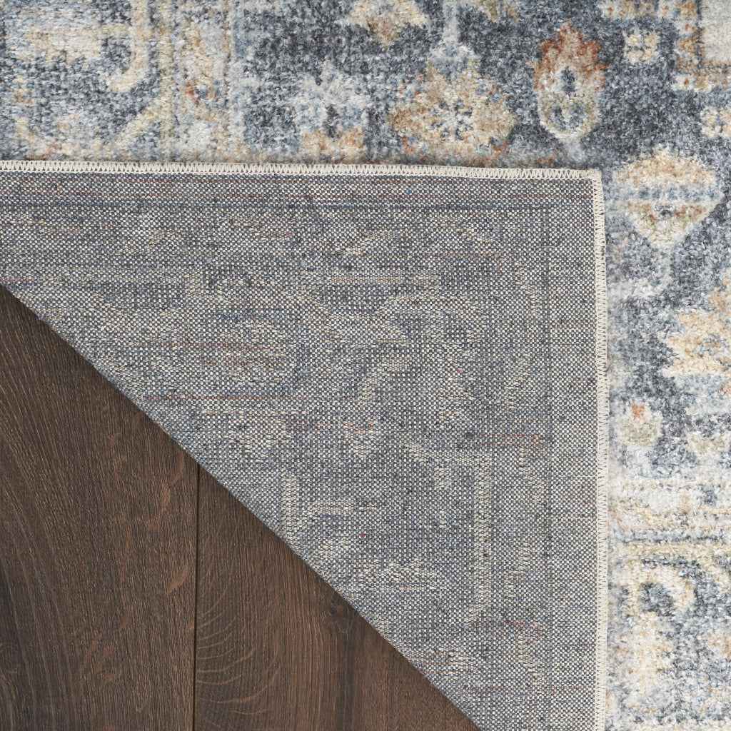 5' X 7' Gray Oriental Power Loom Distressed Washable Area Rug