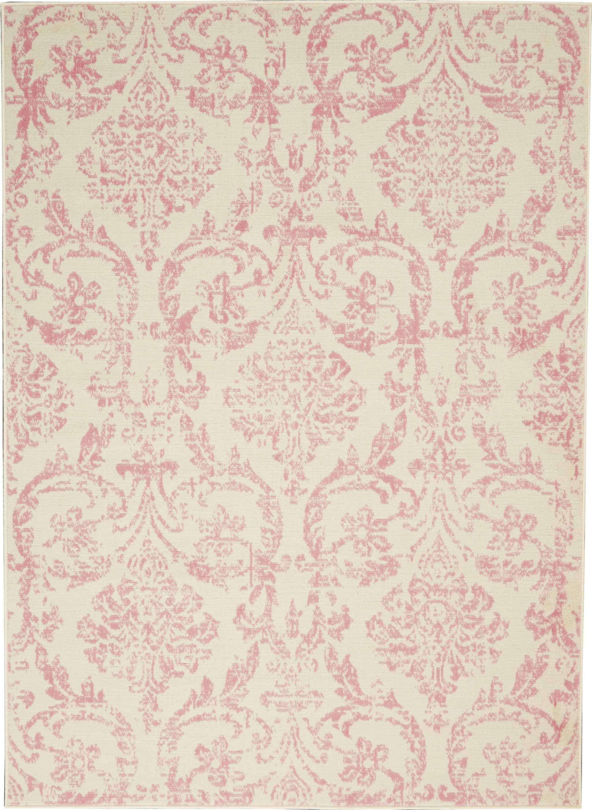 4' X 6' Cream Damask Power Loom Area Rug