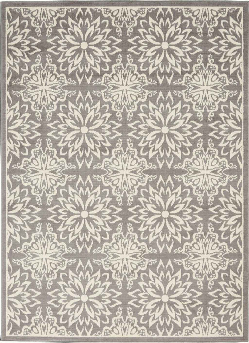 4' x 6' Gray Floral Power Loom Non Skid Area Rug