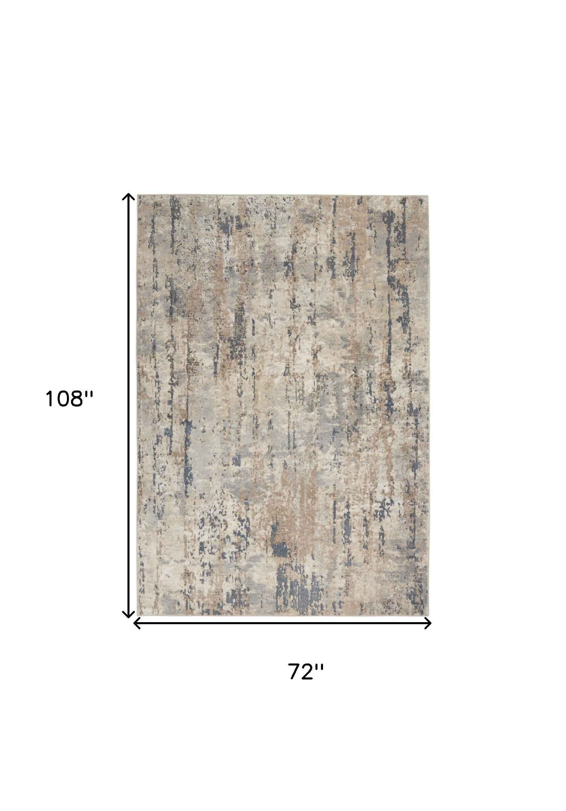 6' x 9' Beige Abstract Power Loom Area Rug