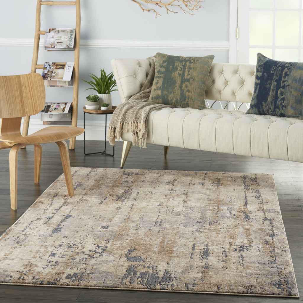 6' x 9' Beige Abstract Power Loom Area Rug