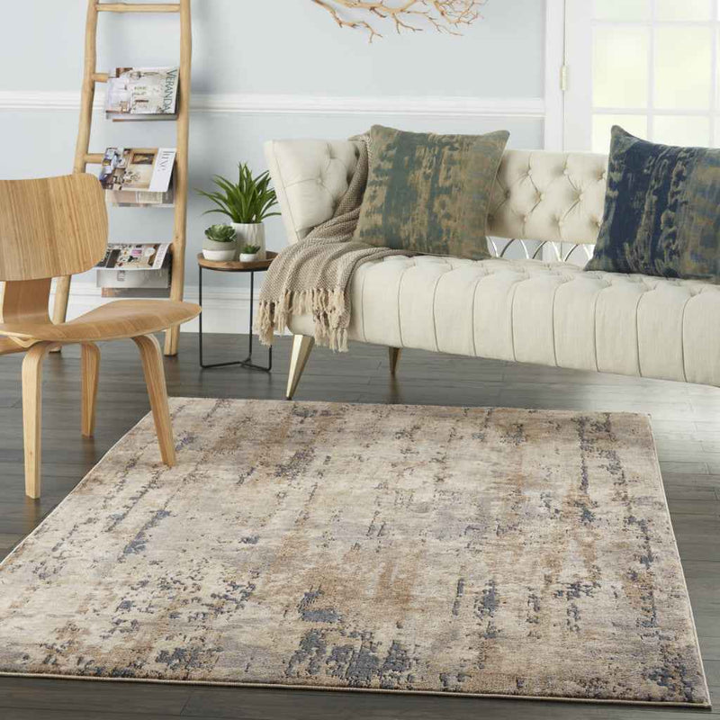6' x 9' Beige Abstract Power Loom Area Rug