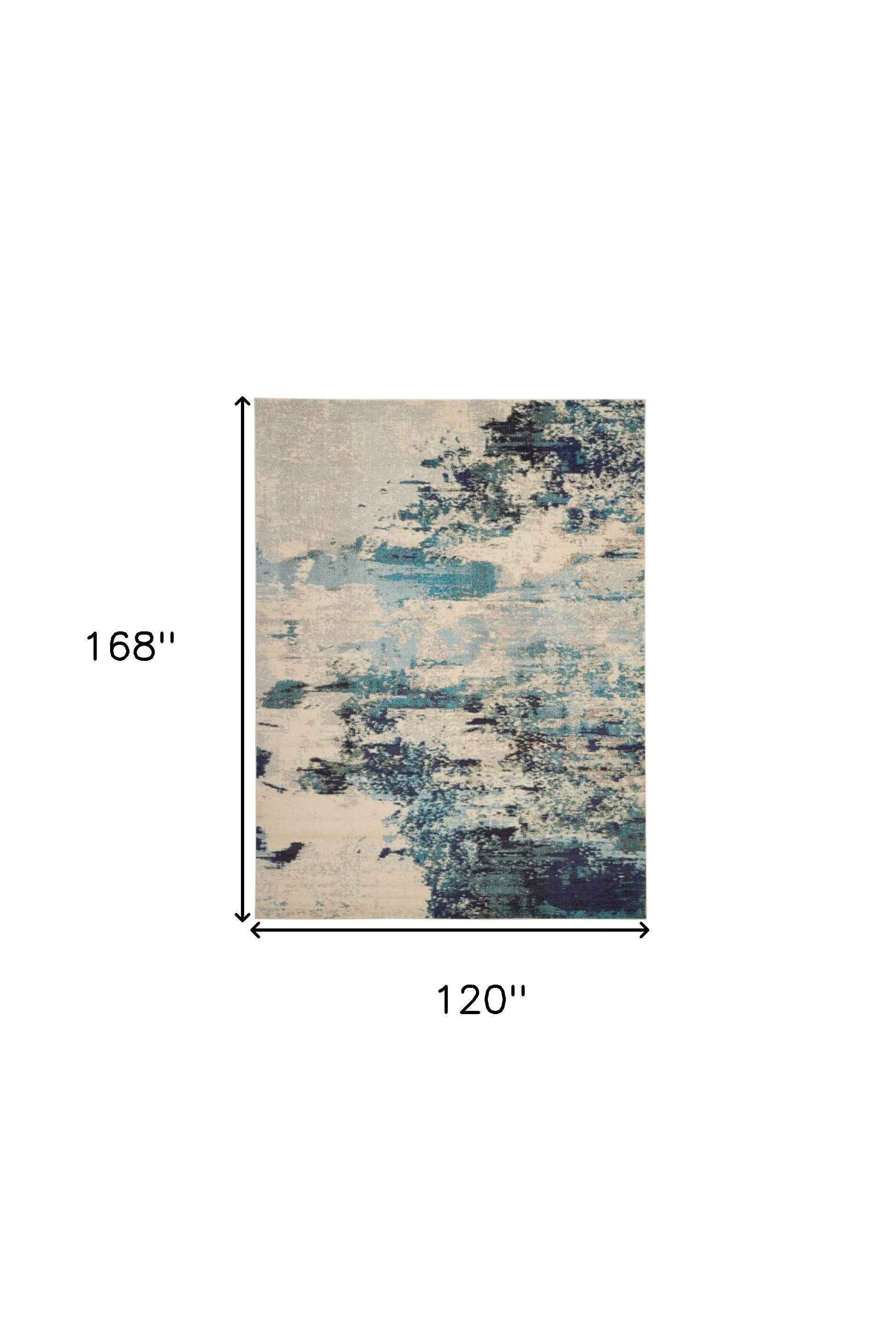 10' x 14' Ivory Abstract Power Loom Area Rug