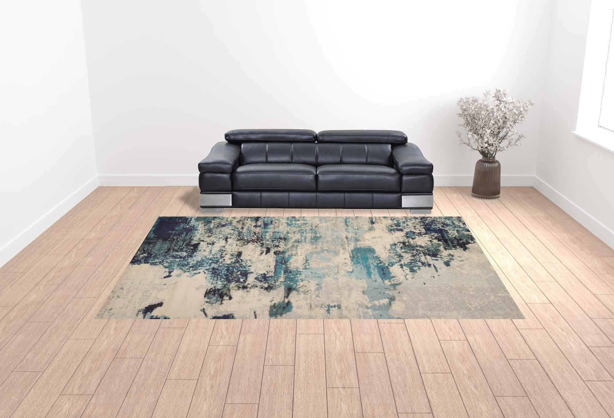 10' x 14' Ivory Abstract Power Loom Area Rug