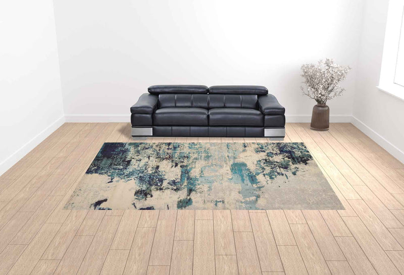 10' x 14' Ivory Abstract Power Loom Area Rug