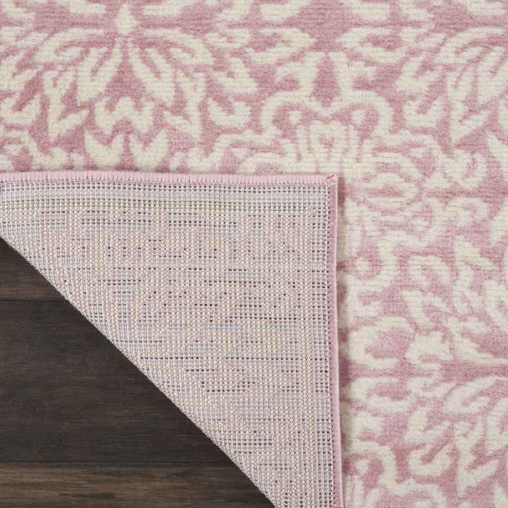 2' X 4' Pink Floral Power Loom Area Rug