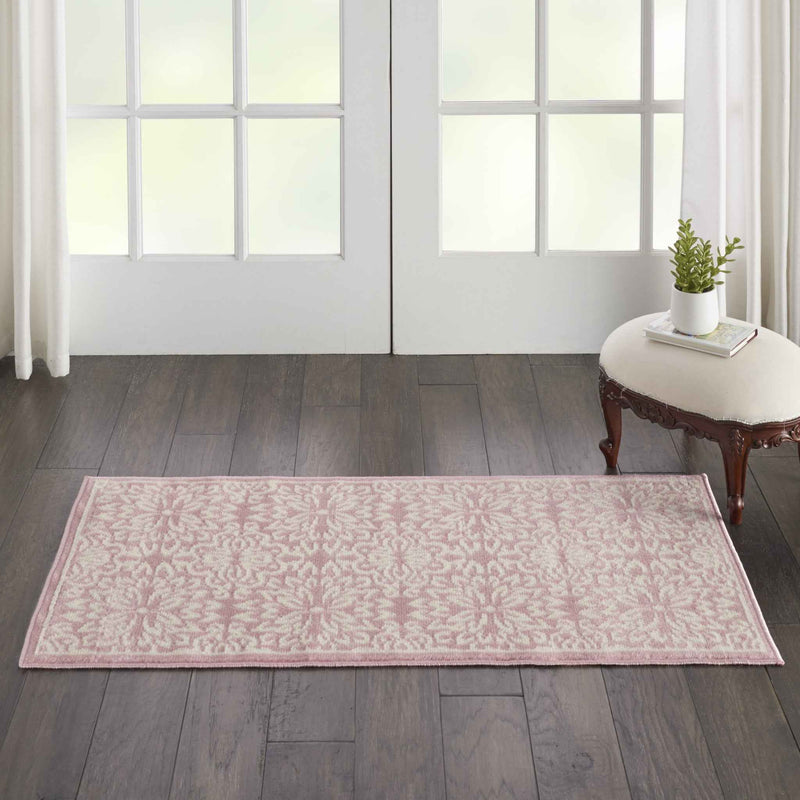 2' X 4' Pink Floral Power Loom Area Rug
