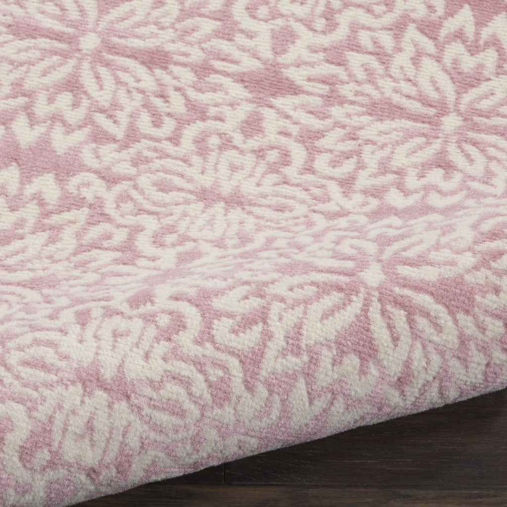 2' X 4' Pink Floral Power Loom Area Rug