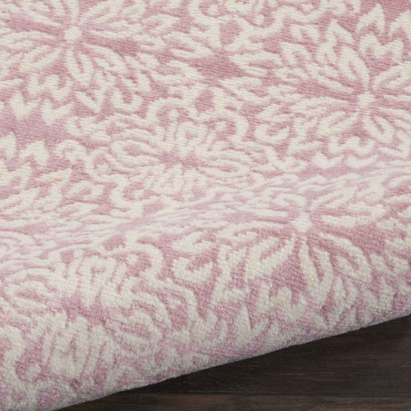 2' X 4' Pink Floral Power Loom Area Rug