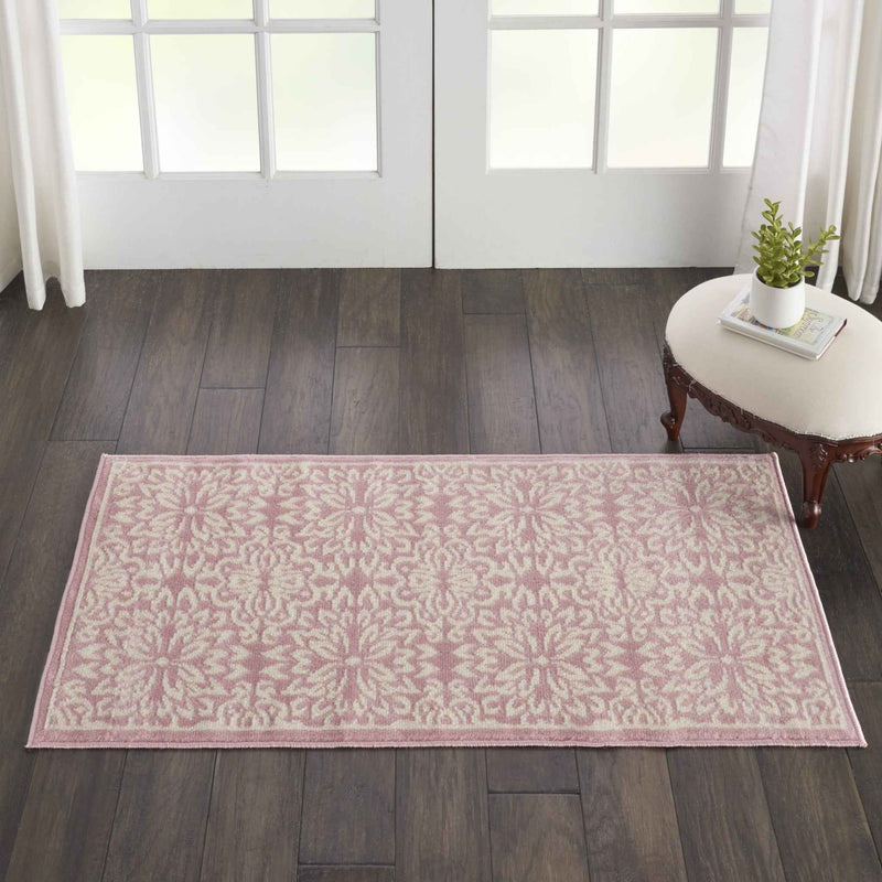 2' X 4' Pink Floral Power Loom Area Rug