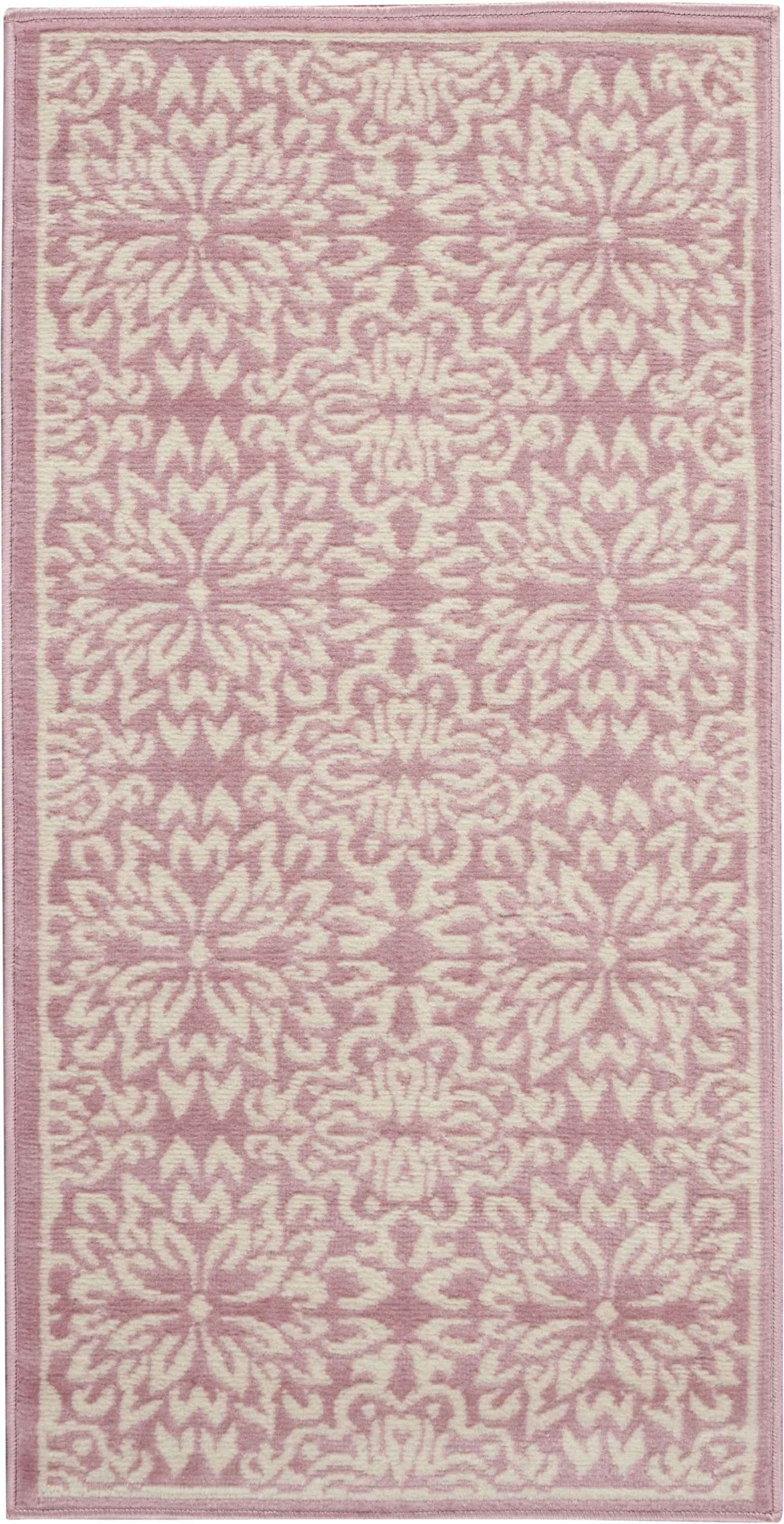 2' X 4' Pink Floral Power Loom Area Rug