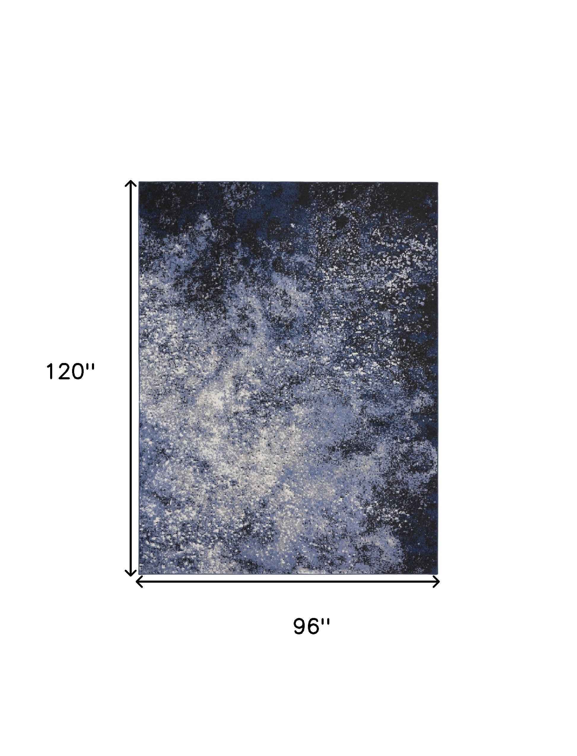 8' x 10' Light Blue Abstract Power Loom Distressed Area Rug