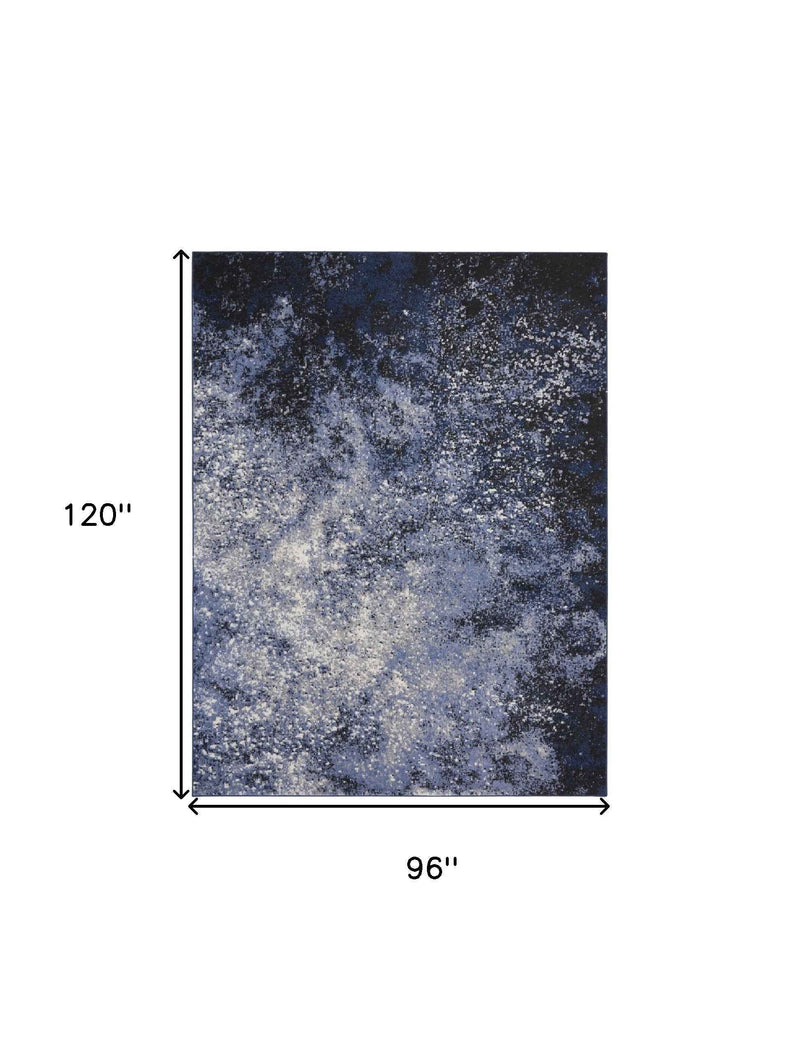 8' x 10' Light Blue Abstract Power Loom Distressed Area Rug