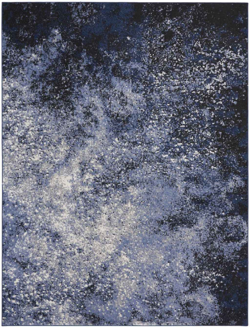 8' x 10' Light Blue Abstract Power Loom Distressed Area Rug