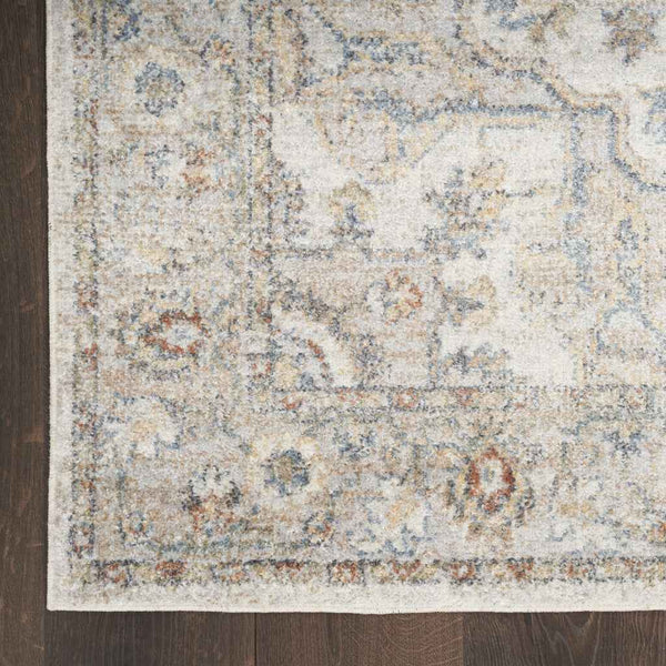 5' X 7' Gray Oriental Power Loom Washable Area Rug