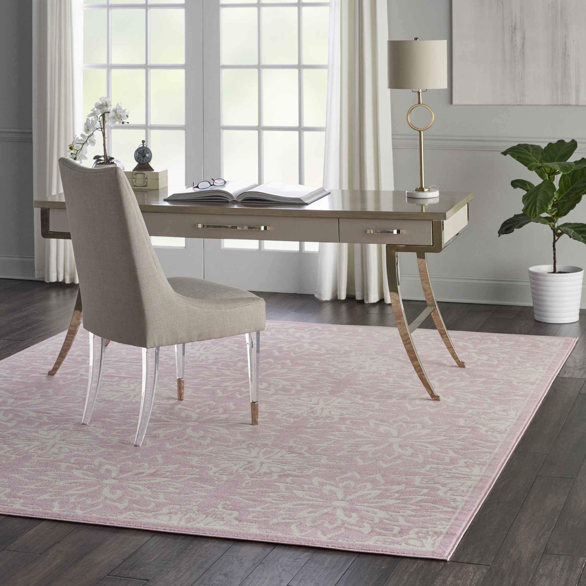 8' X 10' Pink Floral Power Loom Area Rug