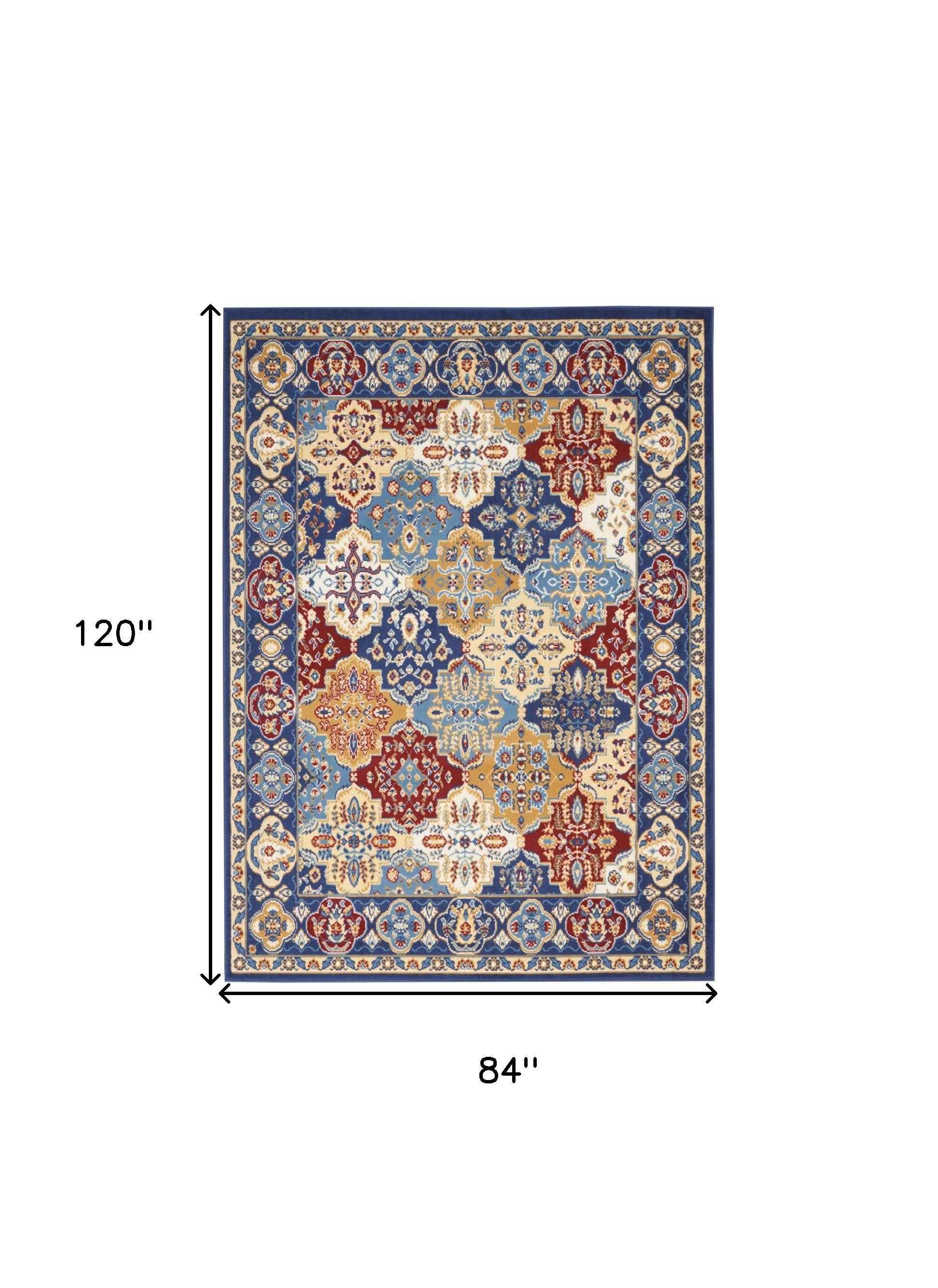 7' x 10' Red Damask Power Loom Area Rug