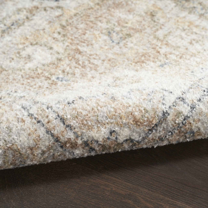 4' X 6' Beige Oriental Power Loom Washable Area Rug