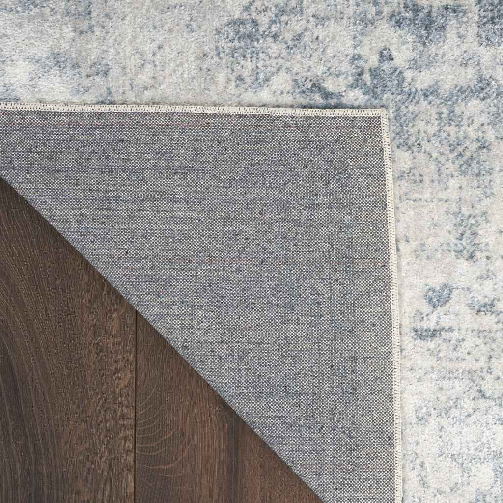 7' X 9' Blue Oriental Power Loom Distressed Washable Area Rug