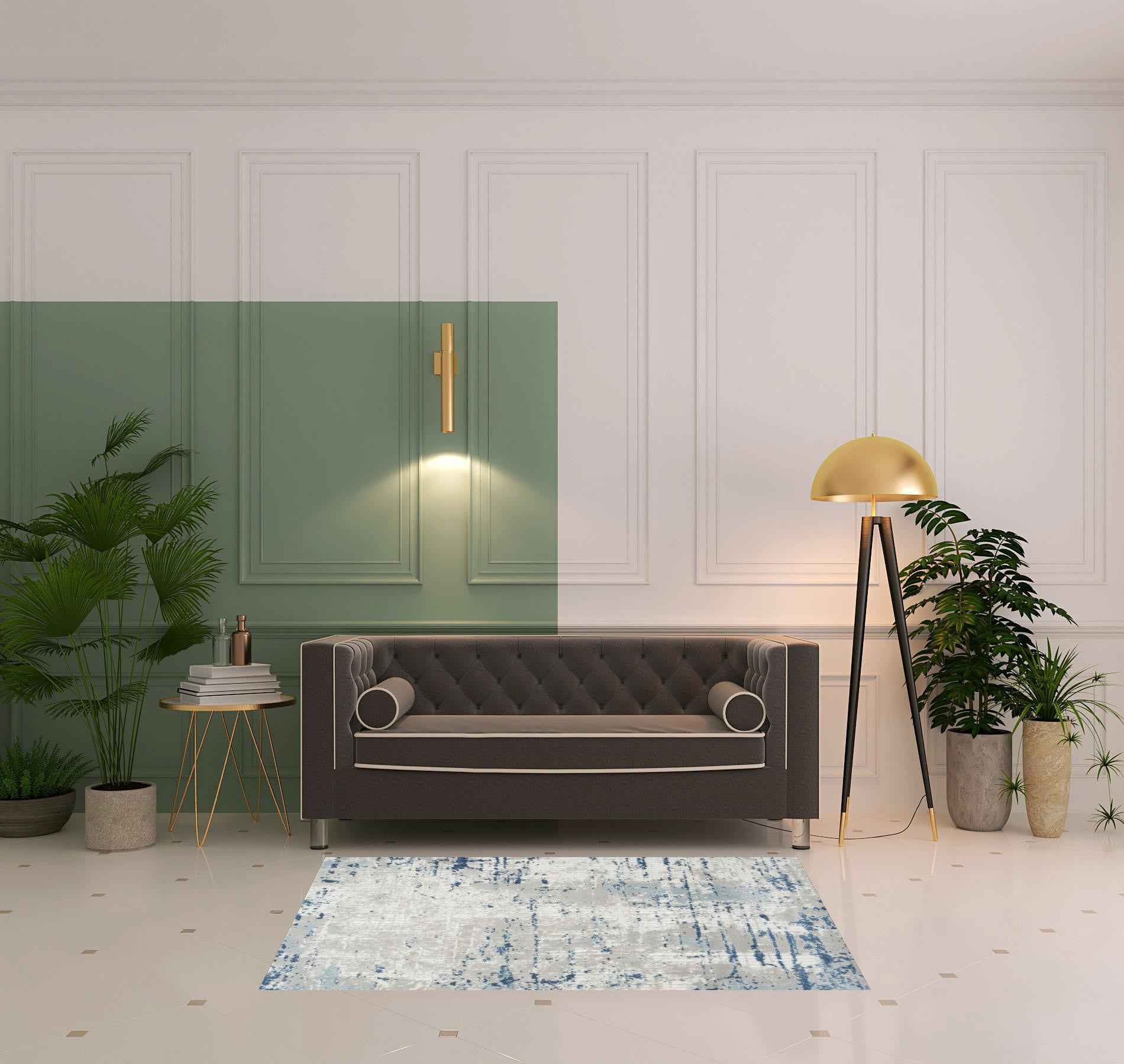 4' x 6' Ivory Abstract Power Loom Area Rug