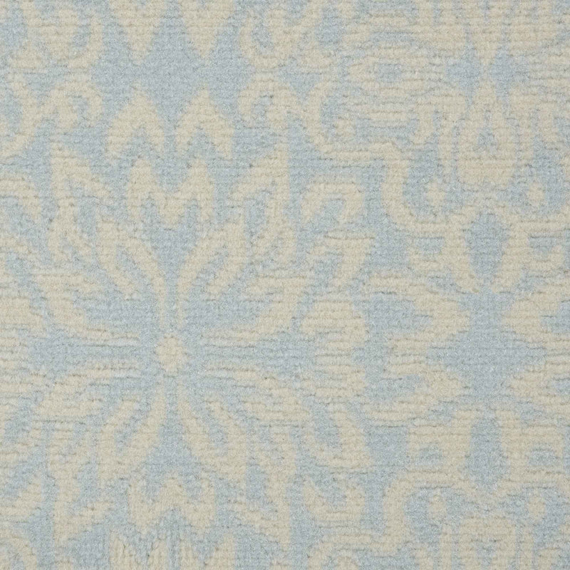 7' Light Blue Floral Power Loom Runner Rug