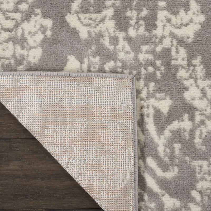 2' X 4' Gray Damask Power Loom Area Rug
