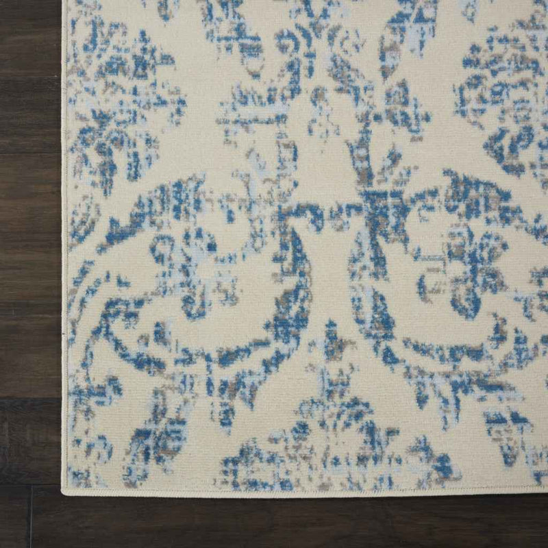 8' x 10' Cream Damask Power Loom Non Skid Area Rug
