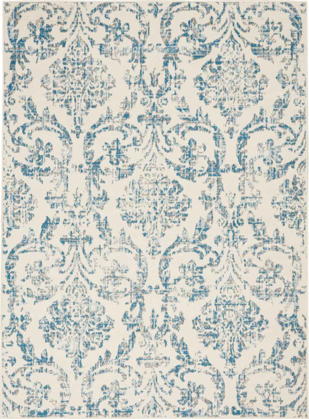 5' X 7' Cream Damask Power Loom Area Rug