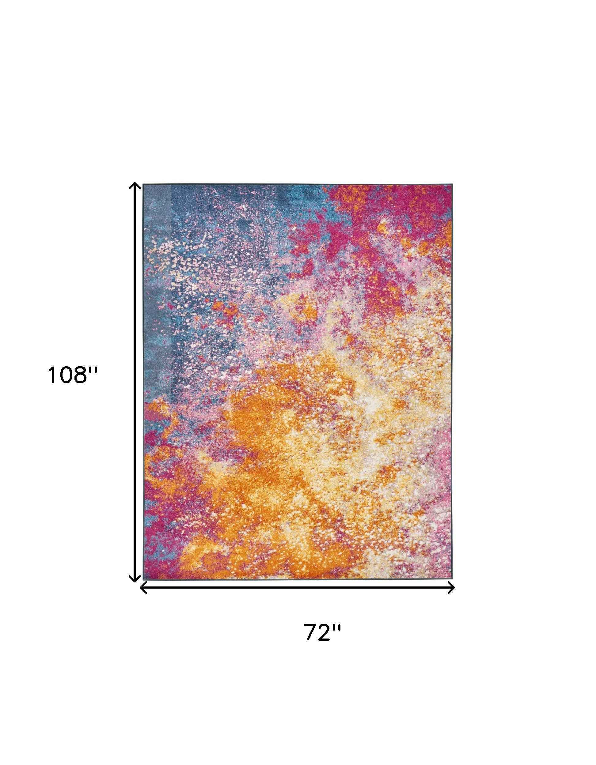 6' x 9' Blue Abstract Power Loom Area Rug