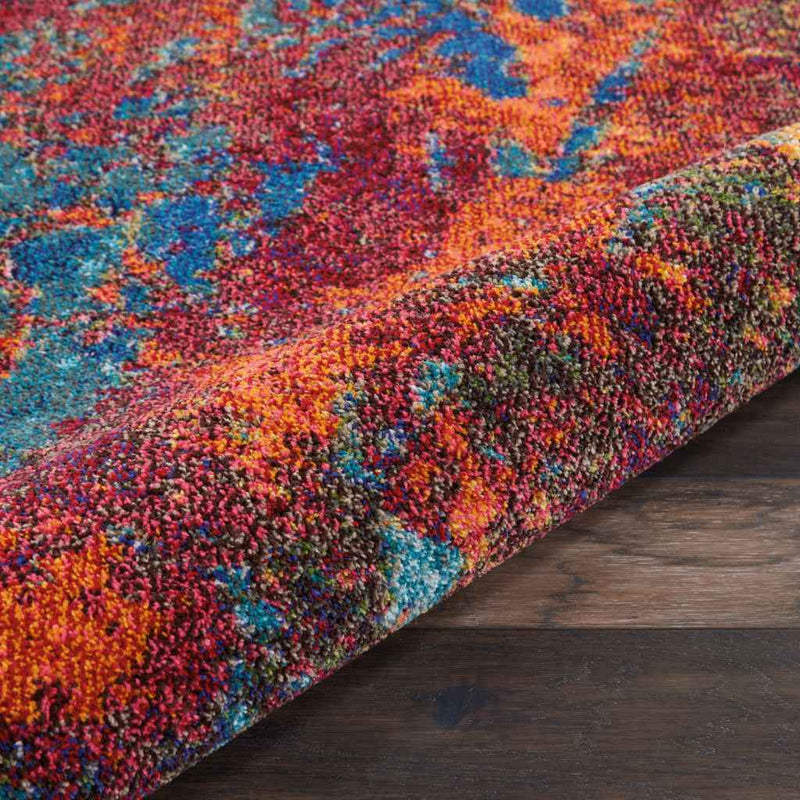 7' x 10' Blue and Orange Abstract Power Loom Area Rug