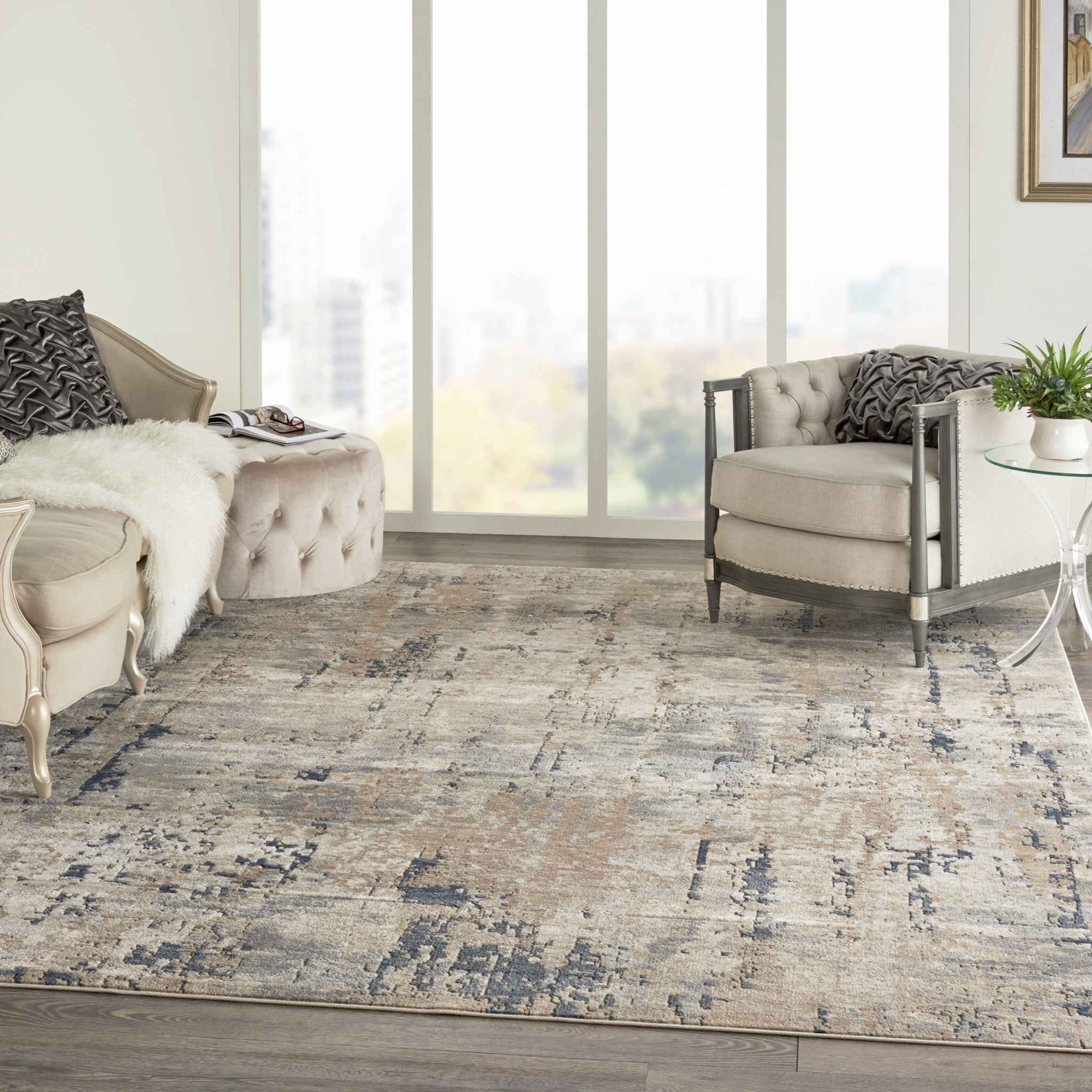 10' x 14' Beige Abstract Power Loom Area Rug